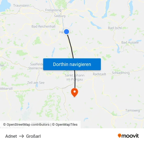 Adnet to Großarl map