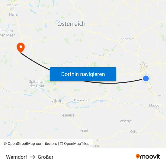 Werndorf to Großarl map