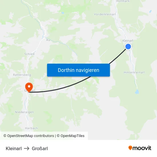 Kleinarl to Großarl map