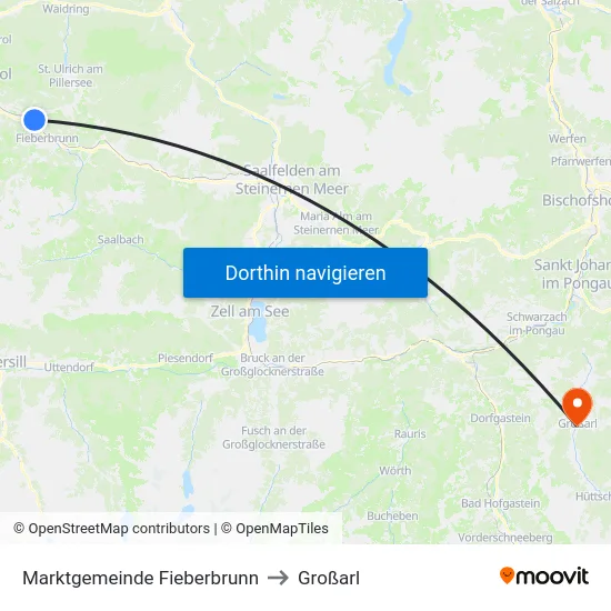Marktgemeinde Fieberbrunn to Großarl map