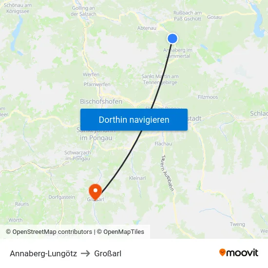 Annaberg-Lungötz to Großarl map