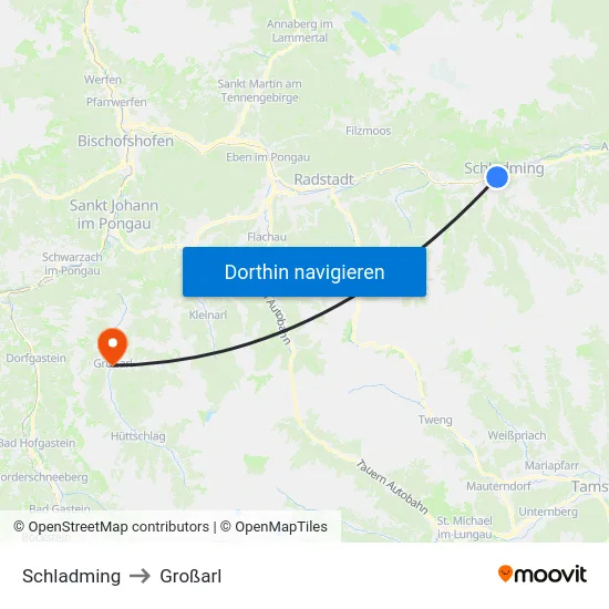 Schladming to Großarl map