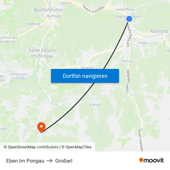 Eben Im Pongau to Großarl map