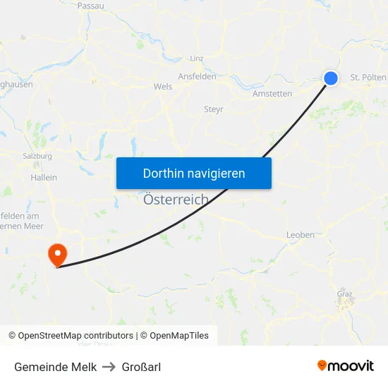 Gemeinde Melk to Großarl map