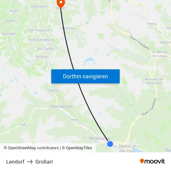 Lendorf to Großarl map