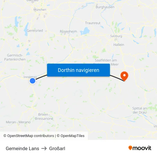 Gemeinde Lans to Großarl map