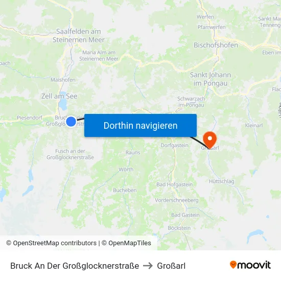 Bruck An Der Großglocknerstraße to Großarl map