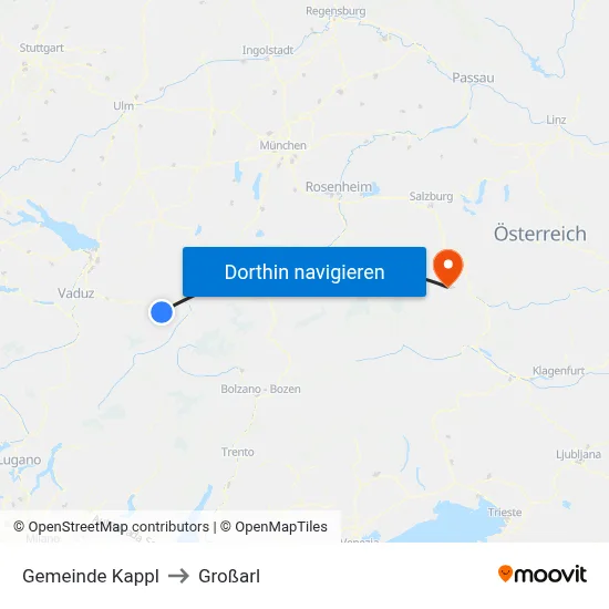 Gemeinde Kappl to Großarl map