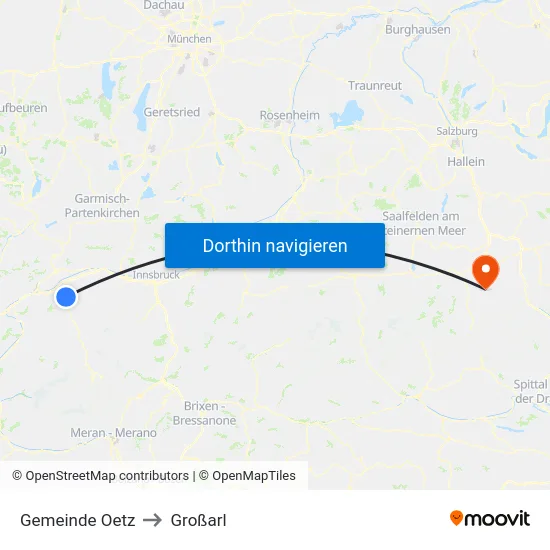 Gemeinde Oetz to Großarl map