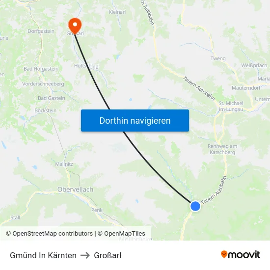 Gmünd In Kärnten to Großarl map