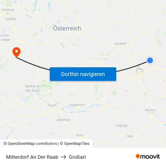 Mitterdorf An Der Raab to Großarl map