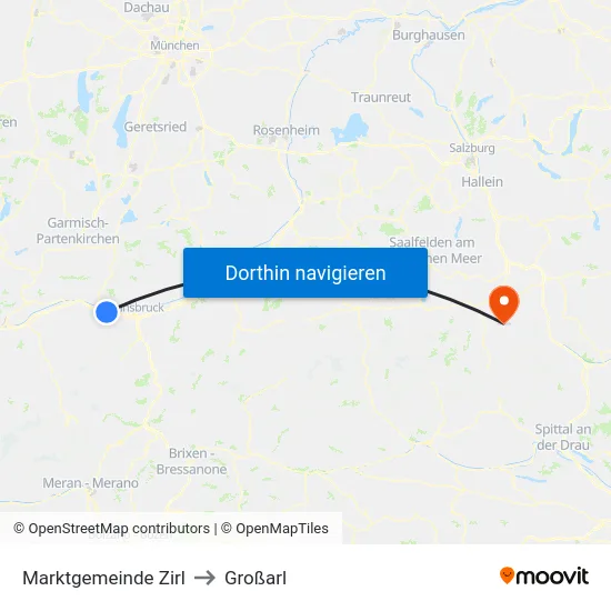 Marktgemeinde Zirl to Großarl map