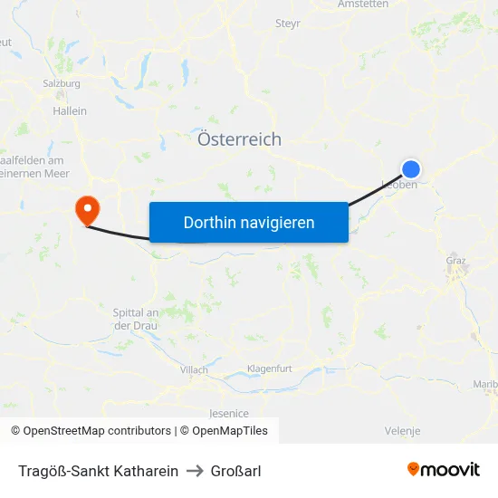 Tragöß-Sankt Katharein to Großarl map