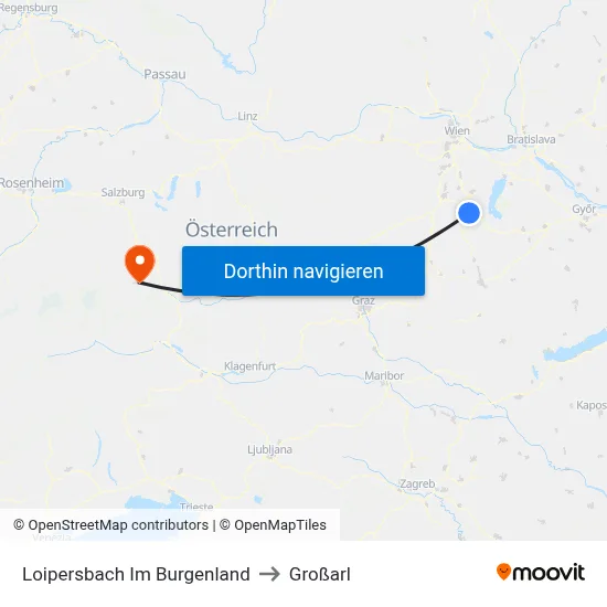 Loipersbach Im Burgenland to Großarl map