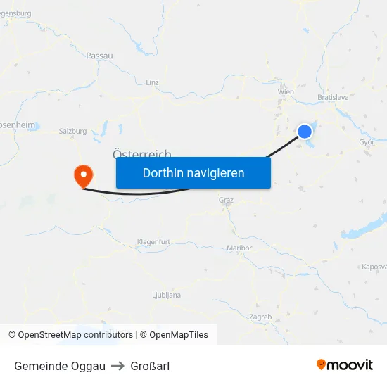 Gemeinde Oggau to Großarl map