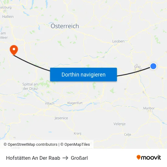 Hofstätten An Der Raab to Großarl map