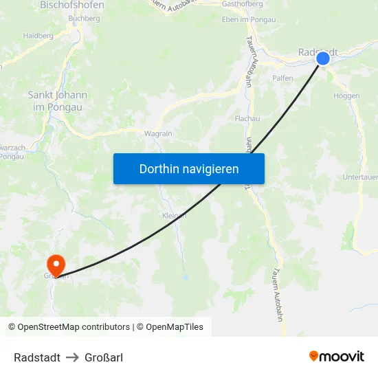 Radstadt to Großarl map