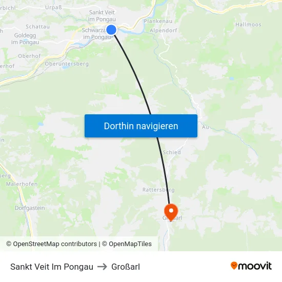 Sankt Veit Im Pongau to Großarl map