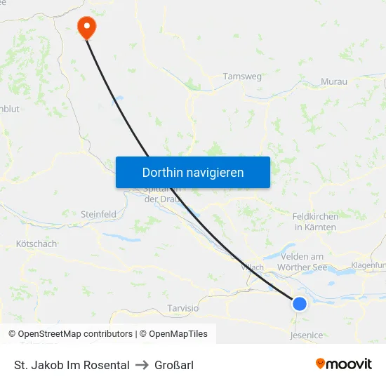 St. Jakob Im Rosental to Großarl map