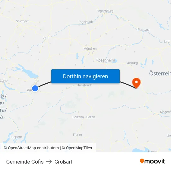 Gemeinde Göfis to Großarl map