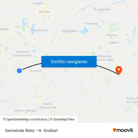 Gemeinde Rietz to Großarl map