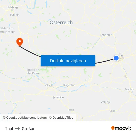 Thal to Großarl map