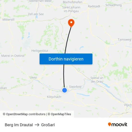 Berg Im Drautal to Großarl map