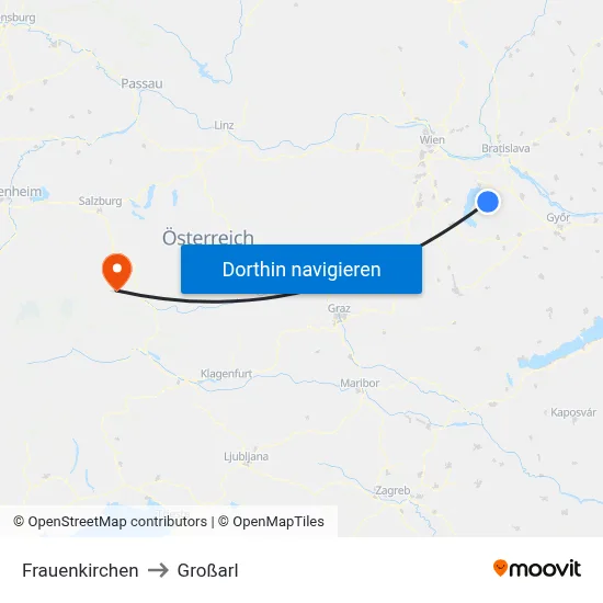 Frauenkirchen to Großarl map