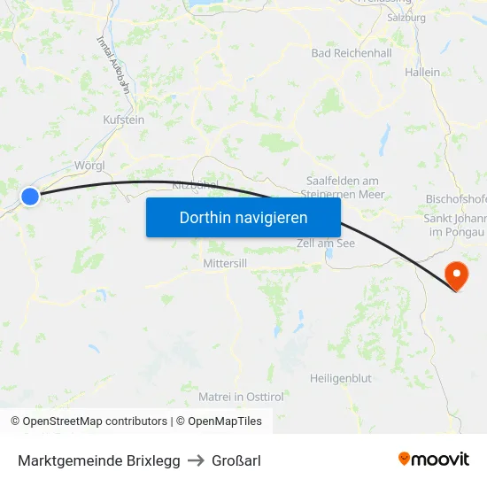 Marktgemeinde Brixlegg to Großarl map