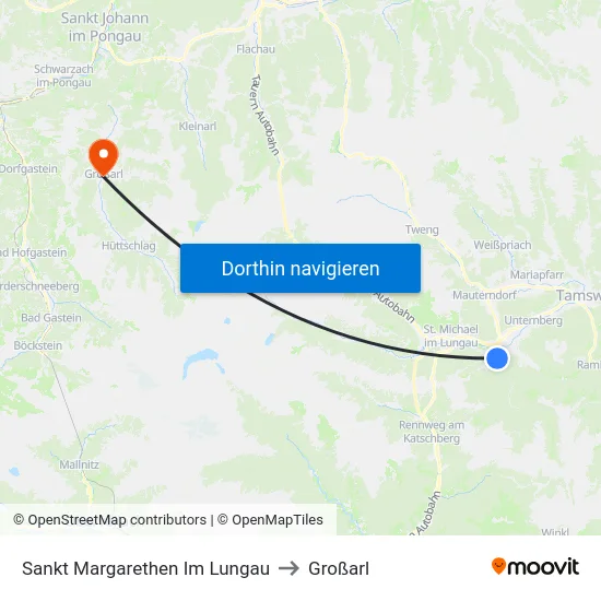 Sankt Margarethen Im Lungau to Großarl map