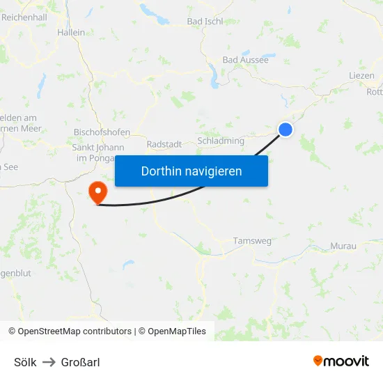 Sölk to Großarl map