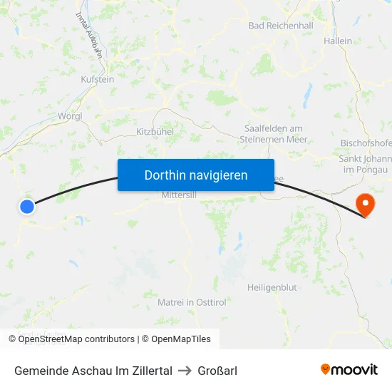 Gemeinde Aschau Im Zillertal to Großarl map