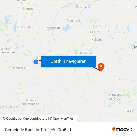 Gemeinde Buch In Tirol to Großarl map