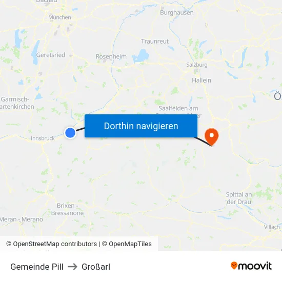 Gemeinde Pill to Großarl map