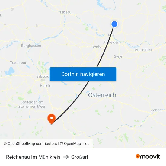 Reichenau Im Mühlkreis to Großarl map