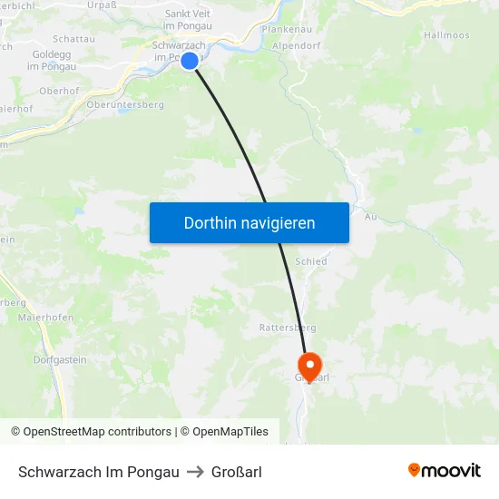Schwarzach Im Pongau to Großarl map