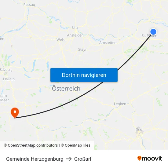 Gemeinde Herzogenburg to Großarl map