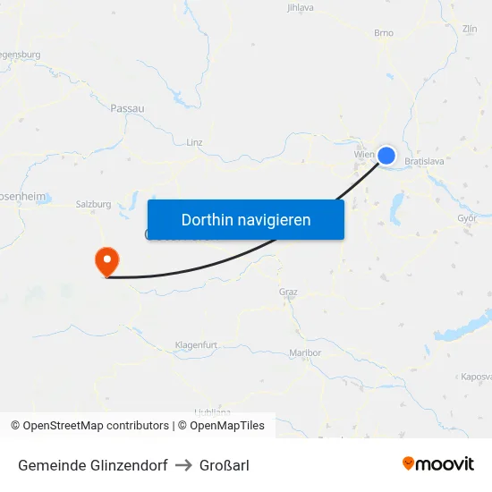 Gemeinde Glinzendorf to Großarl map