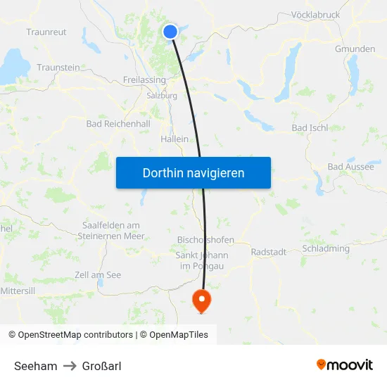 Seeham to Großarl map