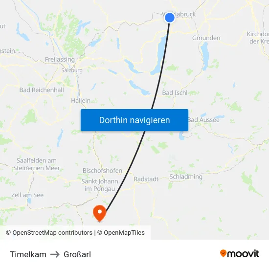 Timelkam to Großarl map