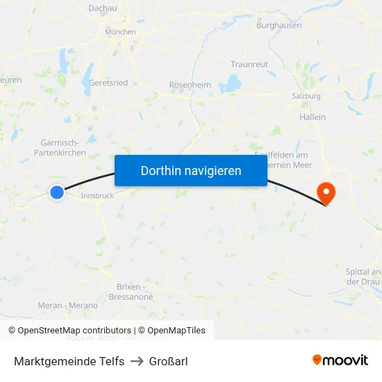 Marktgemeinde Telfs to Großarl map