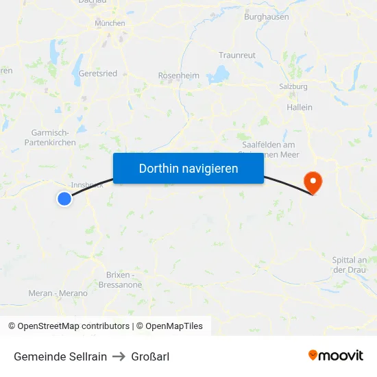 Gemeinde Sellrain to Großarl map
