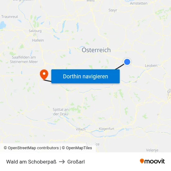 Wald am Schoberpaß to Großarl map