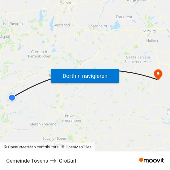 Gemeinde Tösens to Großarl map