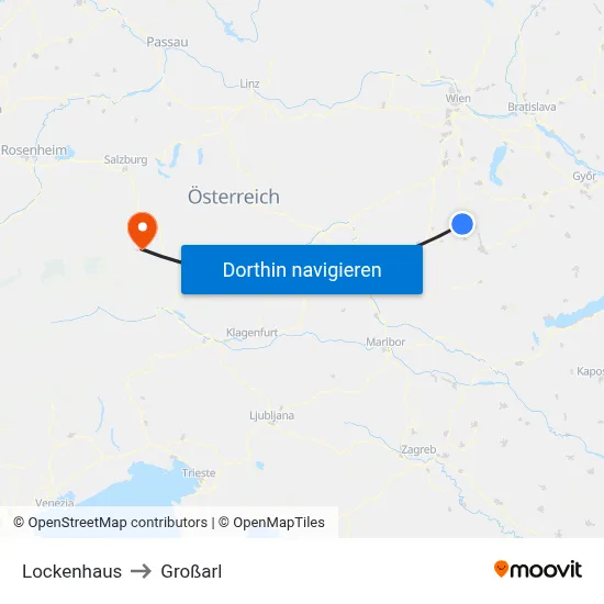 Lockenhaus to Großarl map