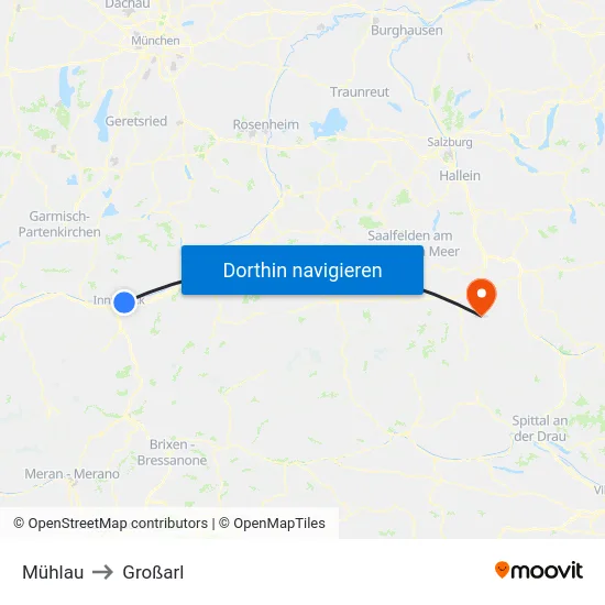 Mühlau to Großarl map