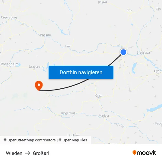 Wieden to Großarl map
