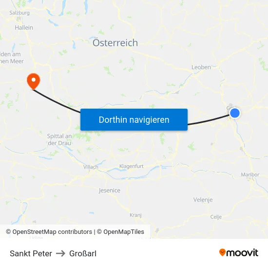 Sankt Peter to Großarl map