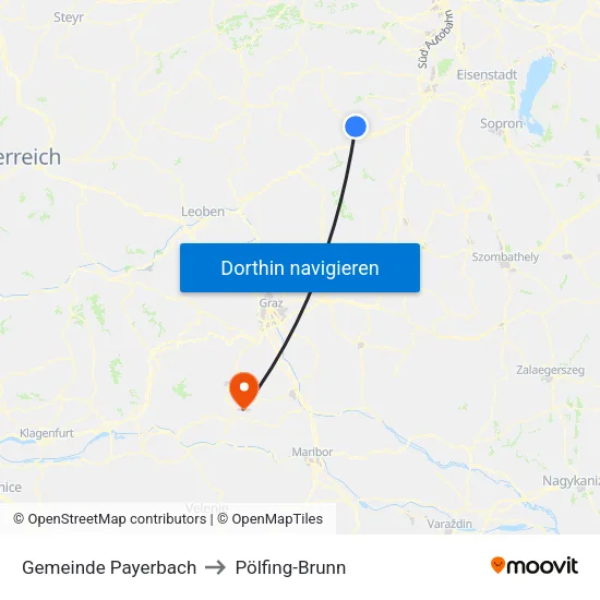 Gemeinde Payerbach to Pölfing-Brunn map