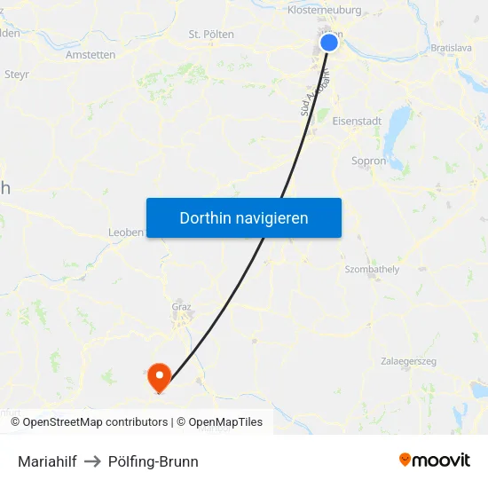 Mariahilf to Pölfing-Brunn map
